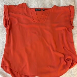 NY & Co Orange Flutter Sleeve Blouse Relaxed Fit